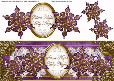 Dark Purple Goldflake Silent Night Large Dl Decoupage Topper