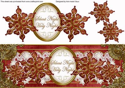 Dark Red Goldflake Silent Night Large Dl Decoupage Topper