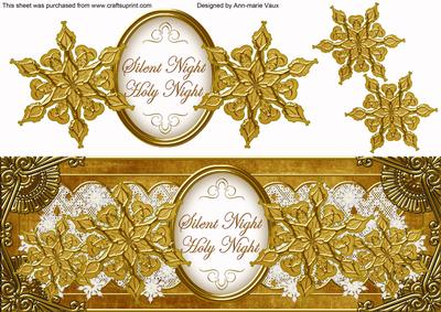 Gold Goldflake Silent Night Large Dl Decoupage Topper
