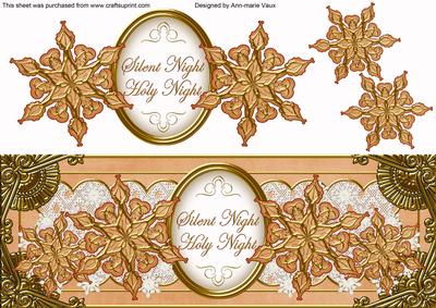 Peach Goldflake Silent Night Large Dl Decoupage Topper
