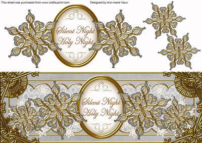 Silver Goldflake Silent Night Large Dl Decoupage Topper