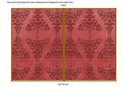 Dark Red Embossed Christmas Trees 7x5in Cut and Fold Card
