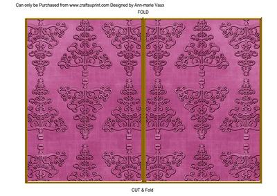 Cerise Embossed Christmas Trees 7x5in Cut and Fold Card