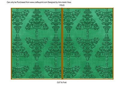 Dark Green Embossed Christmas Trees 7x5in Cut and Fold Card