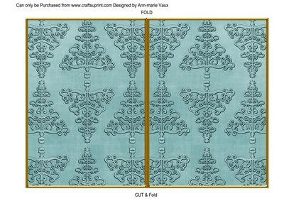 Dusky Teal Embossed Christmas Trees 7x5in Cut and Fold Card