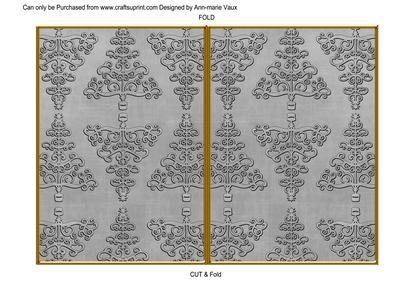 Silver Embossed Christmas Trees 7x5in Cut and Fold Card