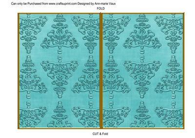 Teal Embossed Christmas Trees 7x5in Cut and Fold Card