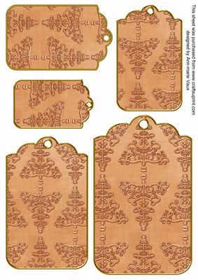 Borange Embossed Christmas Trees Tag Embellishment Sheet