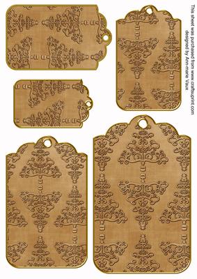 Vtea Embossed Christmas Trees Tag Embellishment Sheet