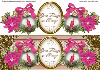 Pink Candles Bauble Good Tidings Large Dl Topper