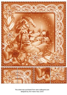 Snowy Village Borange Poinsettia 8in Picture Sheet