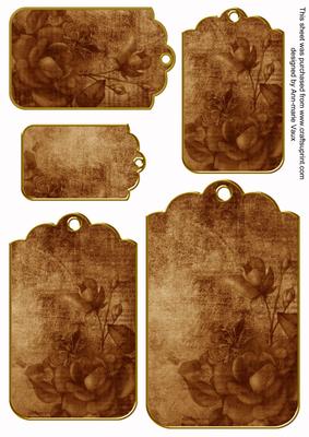 Vintage Tea Tea Rose Tag Embellishment Sheet