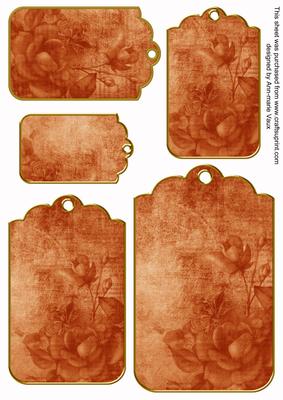 Borange Tea Rose Tag Embellishment Sheet