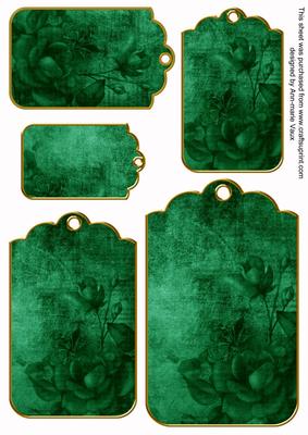 Dgreen Tea Rose Tag Embellishment Sheet