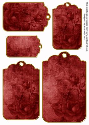 Dred Tea Rose Tag Embellishment Sheet