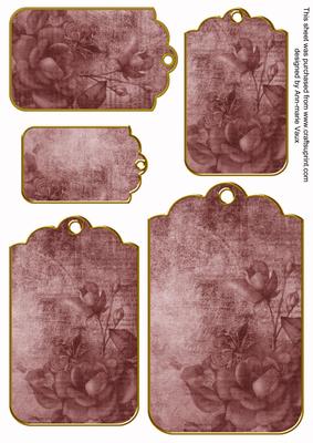 Dpink Tea Rose Tag Embellishment Sheet