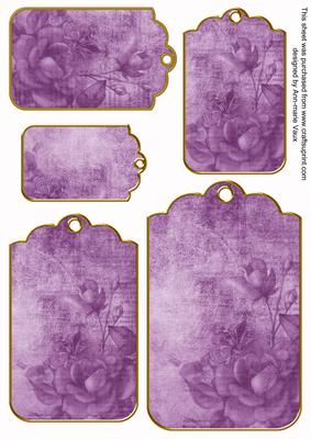 Lilac Tea Rose Tag Embellishment Sheet