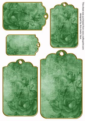 Mid Green Tea Rose Tag Embellishment Sheet