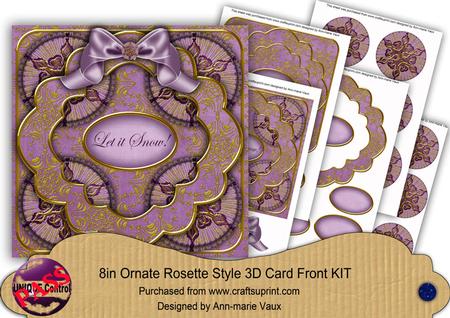 Lilac Goldflake Let It Snow! 3D Rosette 8in Card Front Kit