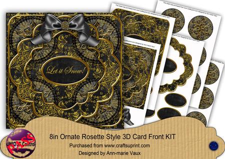 Black Goldflake Let It Snow! 3D Rosette 8in Card Front Kit