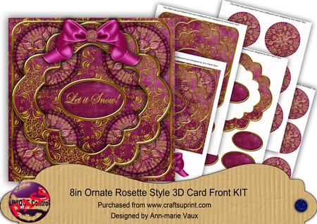 Cerise Goldflake Let It Snow! 3D Rosette 8in Card Front Kit