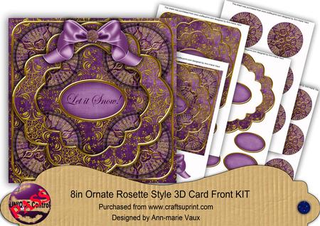 Dpurple Goldflake Let It Snow! 3D Rosette 8in Card Front Kit