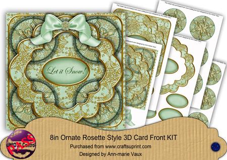 Mint Goldflake Let It Snow! 3D Rosette 8in Card Front Kit