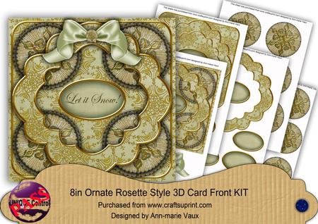 Olive Goldflake Let It Snow! 3D Rosette 8in Card Front Kit