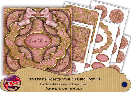 Pink Goldflake Let It Snow! 3D Rosette 8in Card Front Kit