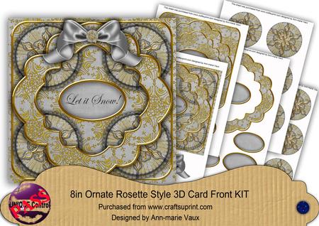 Silver Goldflake Let It Snow! 3D Rosette 8in Card Front Kit