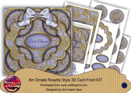 Pblue Goldflake Let It Snow! 3D Rosette 8in Card Front Kit