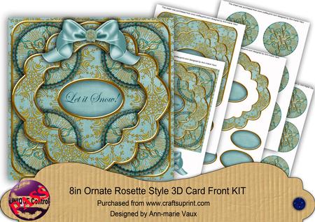 Teal Goldflake Let It Snow! 3D Rosette 8in Card Front Kit
