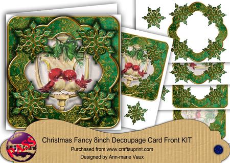 Christmas Lovebirds2 Goldflake Fancy 8in Decoupage Cf Kit
