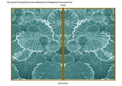 Dusky Teal Oriental Lily Pad 7x5 Cut and Fold Card