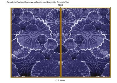 Dark Blue Oriental Lily Pad 7x5 Cut and Fold Card