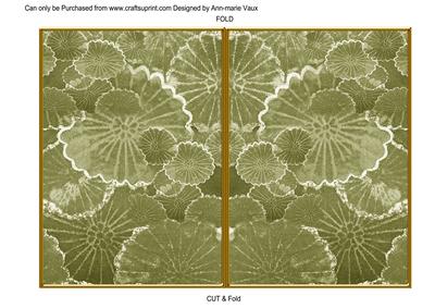Olive Oriental Lily Pad 7x5 Cut and Fold Card