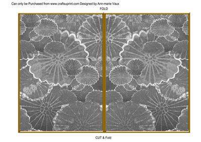 Silver Oriental Lily Pad 7x5 Cut and Fold Card
