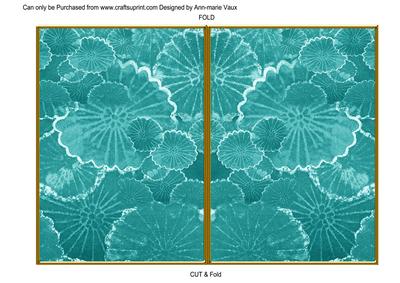 Teal Oriental Lily Pad 7x5 Cut and Fold Card