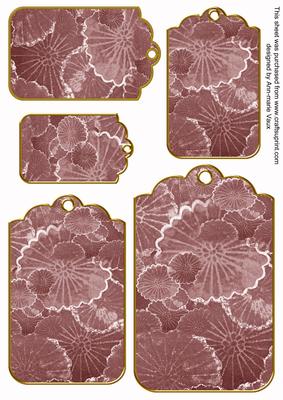 Dusky Pink Oriental Lily Pad Tag Embellishment Sheet