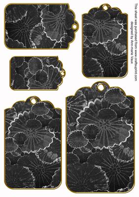 Black Oriental Lily Pad Tag Embellishment Sheet