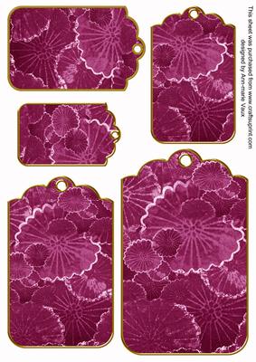 Cerise Oriental Lily Pad Tag Embellishment Sheet