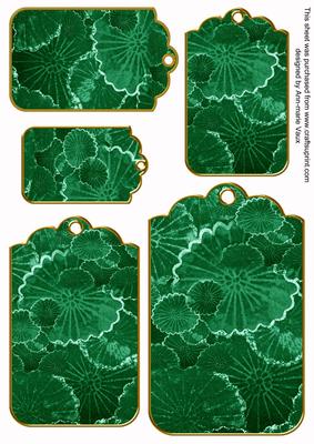 Dark Green Oriental Lily Pad Tag Embellishment Sheet