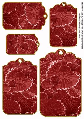 Dark Red Oriental Lily Pad Tag Embellishment Sheet