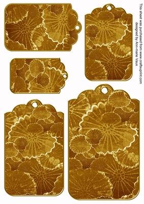 Gold Oriental Lily Pad Tag Embellishment Sheet