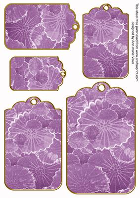 Lilac Oriental Lily Pad Tag Embellishment Sheet