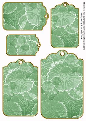 Mint Green Oriental Lily Pad Tag Embellishment Sheet