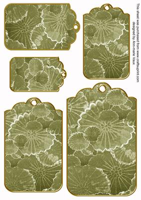 Olive Oriental Lily Pad Tag Embellishment Sheet