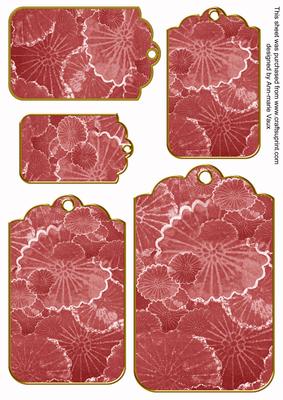 Pink Oriental Lily Pad Tag Embellishment Sheet