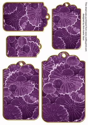 Purple Oriental Lily Pad Tag Embellishment Sheet