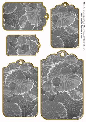 Silver Oriental Lily Pad Tag Embellishment Sheet